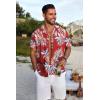 COOFANDY Mens Hawaiian Shirt Short Sleeve Button Down Shirts Tropical Floral Summer Beach Shirts(Leaves-red)