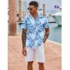 COOFANDY Mens Hawaiian Shirt Short Sleeve Button Down Shirts Tropical Floral Summer Beach Shirts(Light Blue Leaf)
