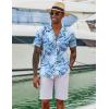 COOFANDY Mens Hawaiian Shirt Short Sleeve Button Down Shirts Tropical Floral Summer Beach Shirts(Light Blue Leaf)