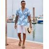 COOFANDY Mens Hawaiian Shirt Short Sleeve Button Down Shirts Tropical Floral Summer Beach Shirts(Light Blue Leaf)