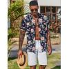 COOFANDY Mens Hawaiian Shirt Short Sleeve Button Down Shirts Tropical Floral Summer Beach Shirts(Navy – Pink Floral)