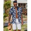 COOFANDY Mens Hawaiian Shirt Short Sleeve Button Down Shirts Tropical Floral Summer Beach Shirts(Navy – White Flower)