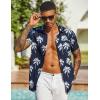 COOFANDY Mens Hawaiian Shirt Short Sleeve Button Down Shirts Tropical Floral Summer Beach Shirts(Navy-coconut Tree)