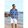 COOFANDY Mens Hawaiian Shirt Short Sleeve Button Down Shirts Tropical Floral Summer Beach Shirts(Palm Leaf-blue)