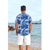 COOFANDY Mens Hawaiian Shirt Short Sleeve Button Down Shirts Tropical Floral Summer Beach Shirts(Palm Leaf-blue)