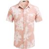 COOFANDY Mens Hawaiian Shirt Short Sleeve Button Down Shirts Tropical Floral Summer Beach Shirts(Pink / White Floral)