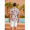 COOFANDY Mens Hawaiian Shirt Short Sleeve Button Down Shirts Tropical Floral Summer Beach Shirts(Pink-coconut Tree)