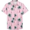 COOFANDY Mens Hawaiian Shirt Short Sleeve Button Down Shirts Tropical Floral Summer Beach Shirts(Pink-coconut Trees)