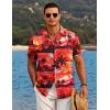 COOFANDY Mens Hawaiian Shirt Short Sleeve Button Down Shirts Tropical Floral Summer Beach Shirts(Sunset Palm Tree-red)