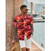 COOFANDY Mens Hawaiian Shirt Short Sleeve Button Down Shirts Tropical Floral Summer Beach Shirts(Sunset Palm Tree-red)