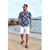 COOFANDY Mens Hawaiian Shirt Short Sleeve Button Down Shirts Tropical Floral Summer Beach Shirts(White Floral-navy)