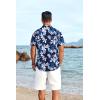 COOFANDY Mens Hawaiian Shirt Short Sleeve Button Down Shirts Tropical Floral Summer Beach Shirts(White Floral-navy)