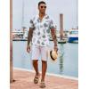 COOFANDY Mens Hawaiian Shirt Short Sleeve Button Down Shirts Tropical Floral Summer Beach Shirts(White Green Leaf)