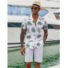 COOFANDY Mens Hawaiian Shirt Short Sleeve Button Down Shirts Tropical Floral Summer Beach Shirts(White Green Leaf)