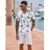 COOFANDY Mens Hawaiian Shirt Short Sleeve Button Down Shirts Tropical Floral Summer Beach Shirts(White Green Leaf)
