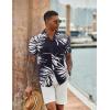 COOFANDY Mens Hawaiian Shirt Short Sleeve Button Down Shirts Tropical Floral Summer Beach Shirts(White Leaves-black Print)