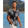 COOFANDY Mens Hawaiian Shirt Short Sleeve Button Down Shirts Tropical Floral Summer Beach Shirts(White Leaves-black Print)