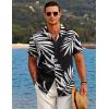 COOFANDY Mens Hawaiian Shirt Short Sleeve Button Down Shirts Tropical Floral Summer Beach Shirts(White Leaves-black Print)