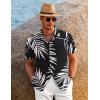 COOFANDY Mens Hawaiian Shirt Short Sleeve Button Down Shirts Tropical Floral Summer Beach Shirts(White Leaves-black Print)