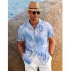 COOFANDY Mens Hawaiian Shirt Short Sleeve Button Down Shirts Tropical Floral Summer Beach Shirts(White Leaves-blue Print)