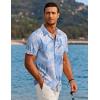 COOFANDY Mens Hawaiian Shirt Short Sleeve Button Down Shirts Tropical Floral Summer Beach Shirts(White Leaves-blue Print)