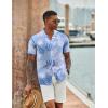 COOFANDY Mens Hawaiian Shirt Short Sleeve Button Down Shirts Tropical Floral Summer Beach Shirts(White Leaves-blue Print)