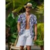 COOFANDY Mens Hawaiian Shirt Short Sleeve Button Down Shirts Tropical Floral Summer Beach Shirts(White- Palm Leaf)