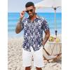 COOFANDY Mens Hawaiian Shirt Short Sleeve Button Down Shirts Tropical Floral Summer Beach Shirts(White- Palm Leaf)