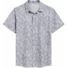 COOFANDY Mens Hawaiian Shirt Short Sleeve Button Down Shirts Tropical Floral Summer Beach Shirts(White-grey Leaves)