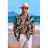COOFANDY Men’s Hawaiian Shirt Short Sleeve Floral Button Down Shirts Tropical Holiday Beach Shirts(Black / Plam Leaf)