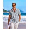 COOFANDY Men’s Hawaiian Shirt Short Sleeve Floral Button Down Shirts Tropical Holiday Beach Shirts(Gray Blue & White- Leaf)
