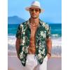 COOFANDY Men’s Hawaiian Shirt Short Sleeve Floral Button Down Shirts Tropical Holiday Beach Shirts(Green – Palm Tree)