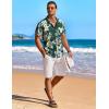 COOFANDY Men’s Hawaiian Shirt Short Sleeve Floral Button Down Shirts Tropical Holiday Beach Shirts(Green – Palm Tree)