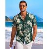 COOFANDY Men’s Hawaiian Shirt Short Sleeve Floral Button Down Shirts Tropical Holiday Beach Shirts(Green – Palm Tree)