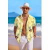COOFANDY Men’s Hawaiian Shirt Short Sleeve Floral Button Down Shirts Tropical Holiday Beach Shirts(Light Yellow – Pineapple)