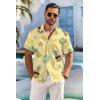 COOFANDY Men’s Hawaiian Shirt Short Sleeve Floral Button Down Shirts Tropical Holiday Beach Shirts(Light Yellow – Pineapple)