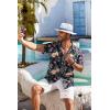COOFANDY Men’s Hawaiian Shirt Short Sleeve Floral Button Down Shirts Tropical Holiday Beach Shirts(Navy – Flower 2)