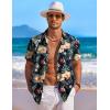 COOFANDY Men’s Hawaiian Shirt Short Sleeve Floral Button Down Shirts Tropical Holiday Beach Shirts(Navy – Flower 2)