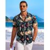 COOFANDY Men’s Hawaiian Shirt Short Sleeve Floral Button Down Shirts Tropical Holiday Beach Shirts(Navy – Flower 2)