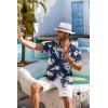 COOFANDY Men’s Hawaiian Shirt Short Sleeve Floral Button Down Shirts Tropical Holiday Beach Shirts(Navy – Flower 4)