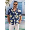 COOFANDY Men’s Hawaiian Shirt Short Sleeve Floral Button Down Shirts Tropical Holiday Beach Shirts(Navy – Flower 4)