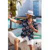 COOFANDY Men’s Hawaiian Shirt Short Sleeve Floral Button Down Shirts Tropical Holiday Beach Shirts(Navy & Red – Flower)