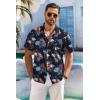 COOFANDY Men’s Hawaiian Shirt Short Sleeve Floral Button Down Shirts Tropical Holiday Beach Shirts(Navy & Red – Flower)