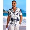 COOFANDY Men’s Hawaiian Shirt Short Sleeve Floral Button Down Shirts Tropical Holiday Beach Shirts(Navy Palm Leaf Print)