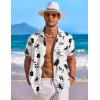COOFANDY Men’s Hawaiian Shirt Short Sleeve Floral Button Down Shirts Tropical Holiday Beach Shirts(Off White – Leaf)