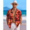COOFANDY Men’s Hawaiian Shirt Short Sleeve Floral Button Down Shirts Tropical Holiday Beach Shirts(Red – Sunset & Palm Tree)