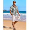 COOFANDY Men’s Hawaiian Shirt Short Sleeve Floral Button Down Shirts Tropical Holiday Beach Shirts(Sage Green – Leaf)