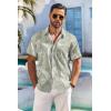 COOFANDY Men’s Hawaiian Shirt Short Sleeve Floral Button Down Shirts Tropical Holiday Beach Shirts(Sage Green & White – Leaf)