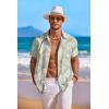 COOFANDY Men’s Hawaiian Shirt Short Sleeve Floral Button Down Shirts Tropical Holiday Beach Shirts(Sage Green & White – Leaf)