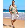 COOFANDY Men’s Hawaiian Shirt Short Sleeve Floral Button Down Shirts Tropical Holiday Beach Shirts(White – Flower)